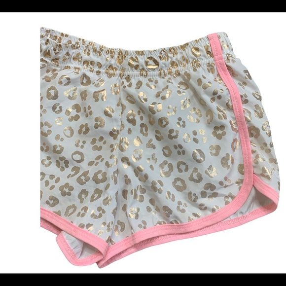BODY GLOVE Animal Print Track Shorts With Elastic Waist Ivory/Rose Gold Girl 6Y - Picture 6 of 7